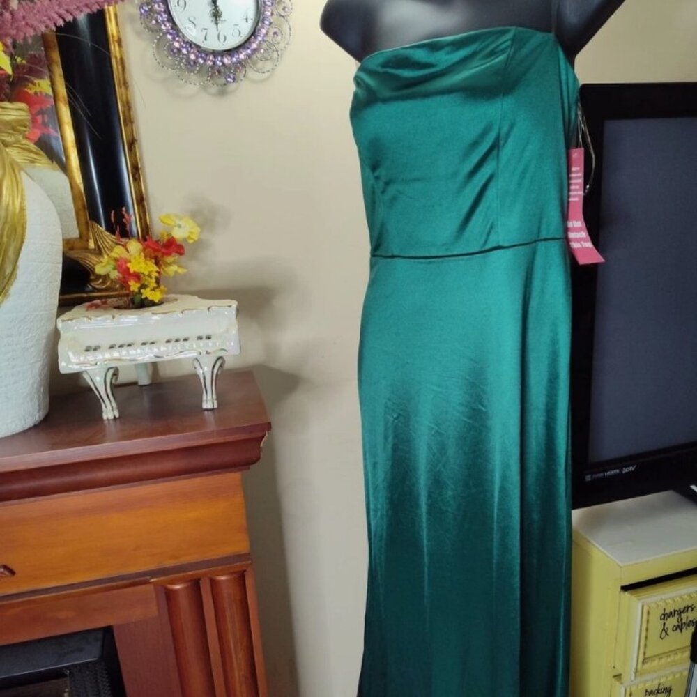 Crystal Doll Green Strapless Satin Formal Wedding Night Dress Size 6